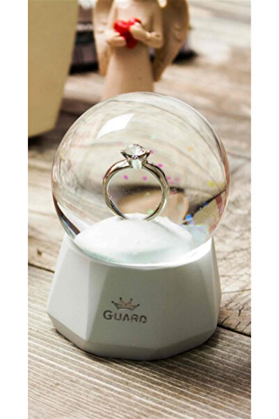 Saltos Mini Boy Tektaş Yüzüklü Kar Küresi Sevgiliye Hediye Yüzük Kar Küresi S...