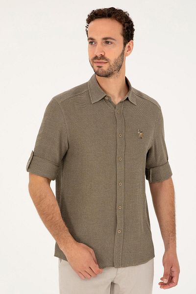U.S. Polo Assn. Ανδρικό πουκάμισο HIMARI - Πτυσσόμενο μανίκι, κανονική εφαρμογή