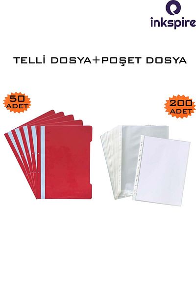 inkspire A4 Red Wire and 200 Transparent Bag Files - Perforated Edge Foyer