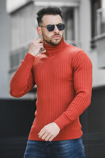 Oksit Ανδρικό πουλόβερ με ζιβάγκο Seka 822 Thick Ribbed Slim Fit