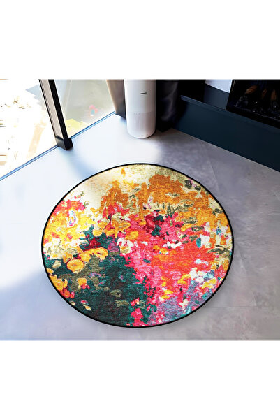 Rugs Modern Halı Multicolored Abstract Abstract Patterned Round Woven Base Mo...