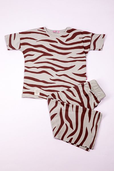 HÇM Zebra Printed Girl's Capri Suit - A83