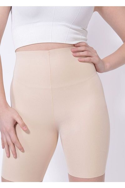 SWEAT FAST Skin Colored Waist Basen Porfy Seamless Laser Cut Sports Corset - Short Shorts