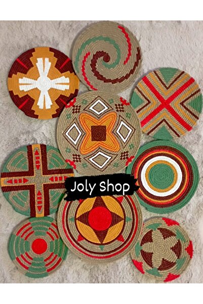 Joly El Yapımı Afrikan Tabak Etnik Hasır Tabak Seti Bohem Duvar Dekoru Afrika Tabak