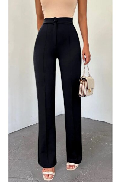 SYM Kadın Yüksek Bel Toparlayıcı Klasik Paça Palazzo Pantolon