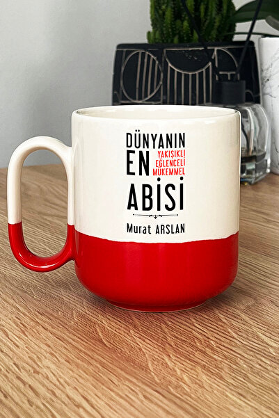 Hedizu Kişiye Özel Abi Pro Kupa Bardak Kırmızı Ağabeye Babalar Günü Hediyesi