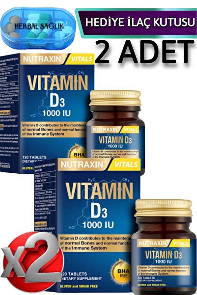 Nutraxin 2 Adet D3 Vitamini (1.000 IU)-120 Adet Tablet