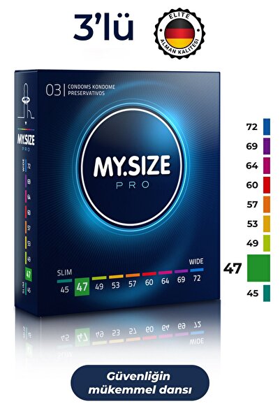 Mysize PRO Prezervatif - Alman Kalitesi - Ultra Ince - 3'lü - 47 Beden