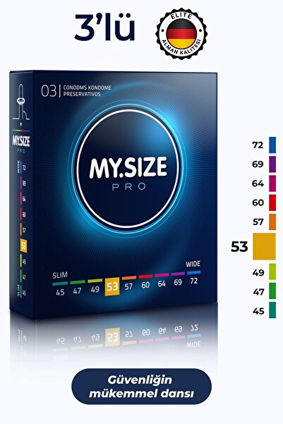 Mysize PRO Prezervatif - Alman Kalitesi - Ultra Ince - 3'lü - 53 Beden