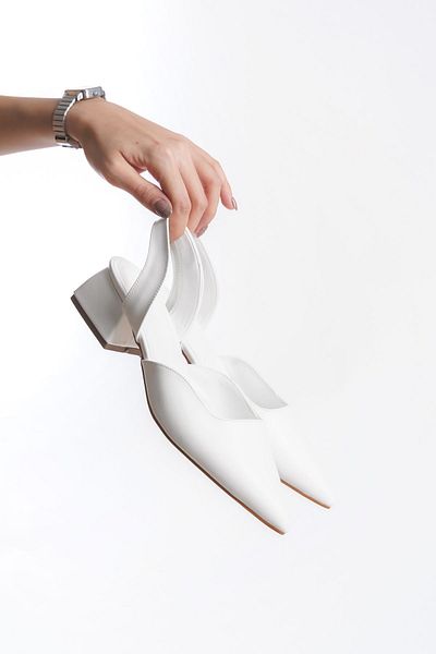 JEİSFLORİTA Stiletto alb clasic cu toc deschis