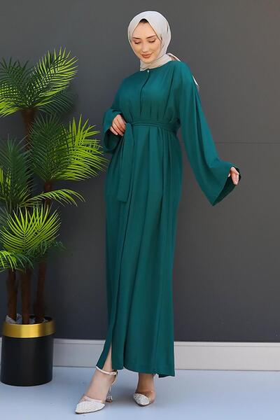 GİZ AGİYİM Smarald Coral Hijab Ferace