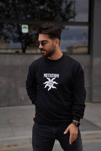 TMB Clothing Sweatshirt Crew Neck Black Mutation Printed Oversize Sweat