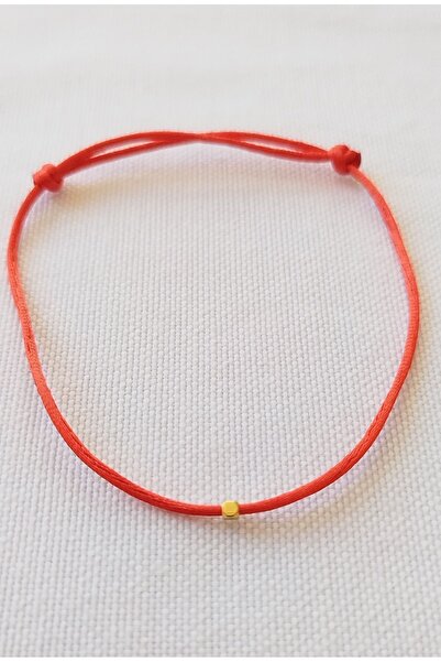 Bella Sera Studio Kırmızı Saten İp Tek Dorika Boncuklu Bileklik
