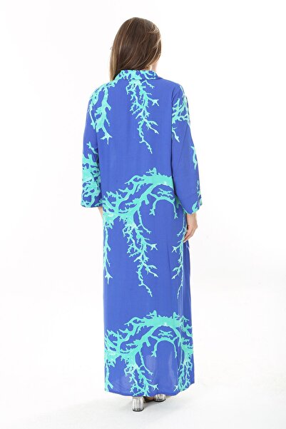 Şans Női nagyméretű Saxe elöl hossza gombos ing galléros hosszú ruha 65N37875