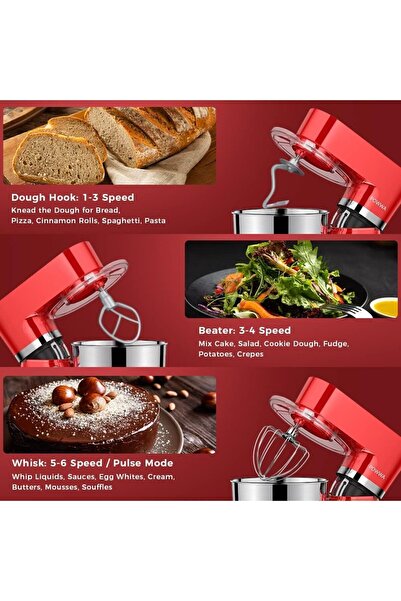 Pow Kırmızı Wa Stand Mikser 1500 Watt Mutfak Şefi Sm-1503 220 - 240 V 2 Yıl 1000 ml ve üzeri Klasik İth