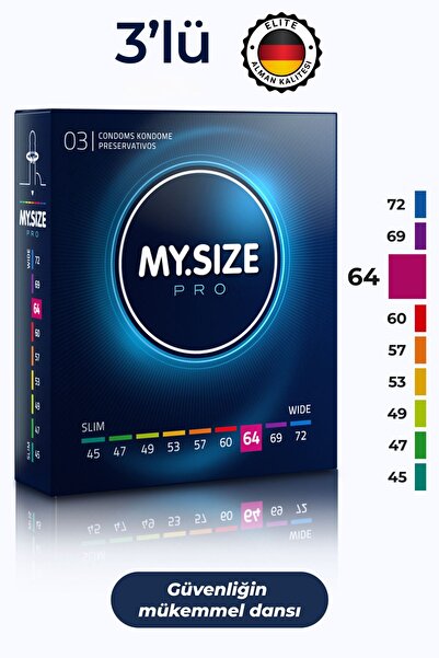 Mysize PRO Prezervatif - Alman Kalitesi - Ultra Ince - 3'lü - 64 Beden