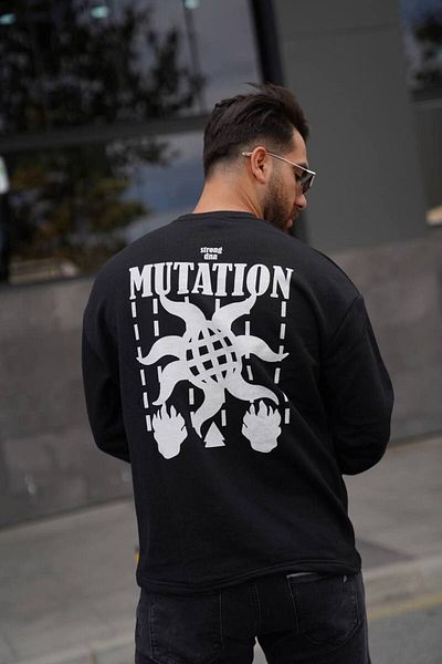 TMB Clothing Sweatshirt Crew Neck Black Mutation Printed Oversize Sweat