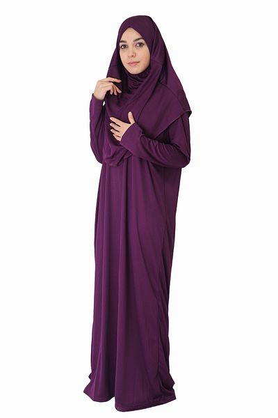 ZEHRANAZ NAMAZ ELBİSESİ Dark Plum Non-Zipper Prayer Dress