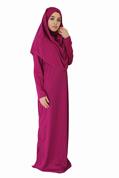 ZEHRANAZ NAMAZ ELBİSESİ Φόρεμα προσευχής χωρίς φερμουάρ ανοιχτό δαμάσκηνο