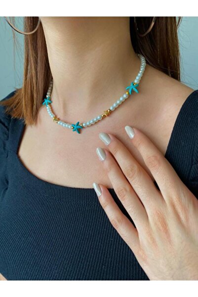 Beykan قلادة لؤلؤة النجمة الزرقاء داتشا