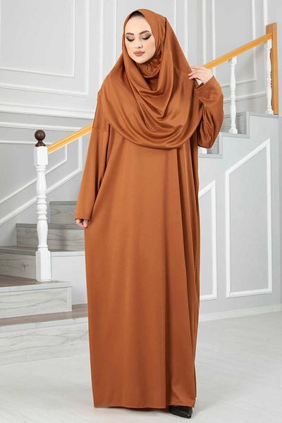 ZEHRANAZ NAMAZ ELBİSESİ Tan - Φόρεμα προσευχής χωρίς φερμουάρ
