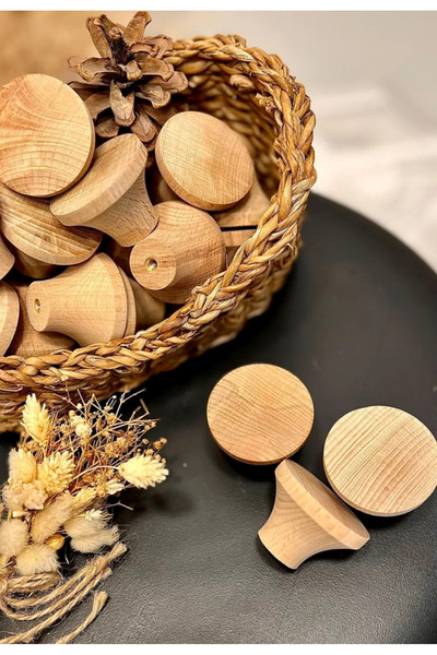 NİRVANA WOOD Ahşap Küre Kulp Country Mutfak Mobilya Dolap Çekmece Kulbu