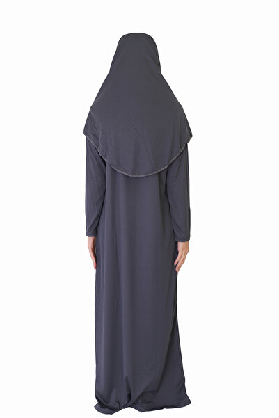 ZEHRANAZ NAMAZ ELBİSESİ Anthracite Gray Zippered Prayer Dress