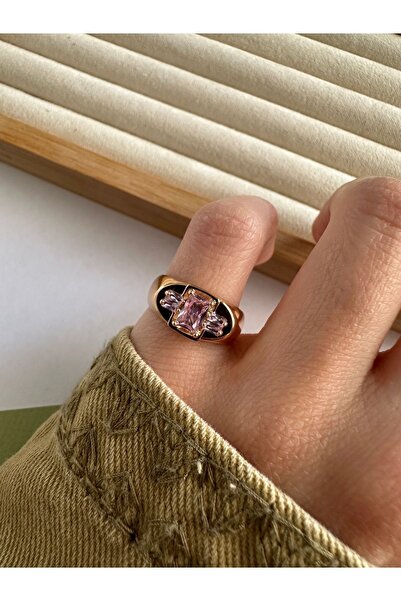 ringbox Pembe Taşlı Serçe Parmak Yüzüğü