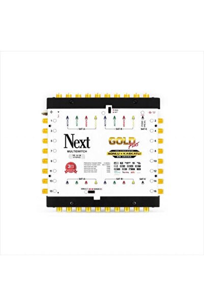 NEXT NEXTSTAR Next 10/16 Hybrid Sonlu Kaskadlı Uydu Santrali 3 Yıl Garanti Adaptör Hediye