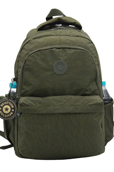 Bevitton Unisex Crinkle Fabric Daily School Backpack - 2200 Khaki