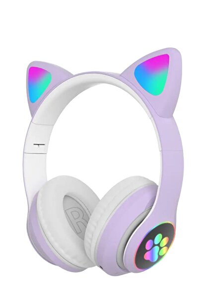 CARLOTA Kablosuz Bluetooth 5.0 Led Işıklı Kedili Kulaklık Hediye ios Android ...
