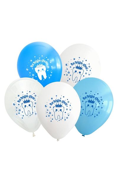 parti sürprizi My First Tooth Came Out Blue Latex Balloon 10 Pieces