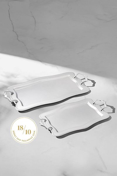 Nehir Satin Chain Set of 2 Steel Trays