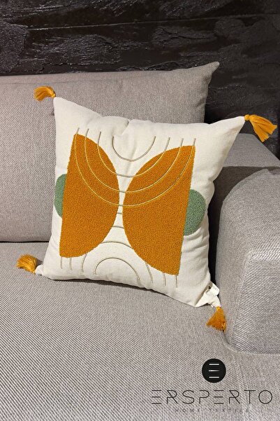 Ersperto 43x43cm Bohemian Tasseled Linen Pillow Case - 1 Piece