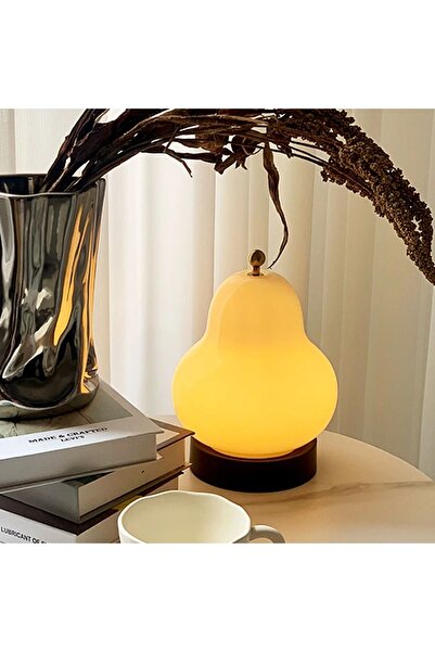 TechTic Armut Gece Lambası Masa Lambası Stern Abajur Dokunmatik Dekoratif Şarjlı Resturant Hediye