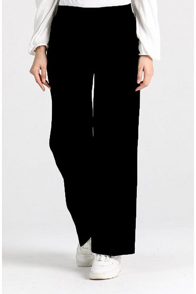 Aşkı Endam Miyase Oversize Lycra Wide Leg Trousers - Black