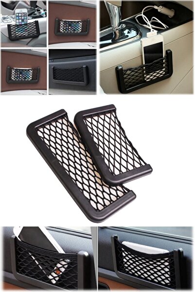CNGZSHOP Araba Torpido Telefon Ruhsat Tutucu Fileli Araç Içi Organizer Yapışk...