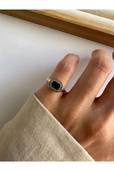ringbox Lacivert Dikdörtgen Taşlı Serçe Parmak Yüzüğü