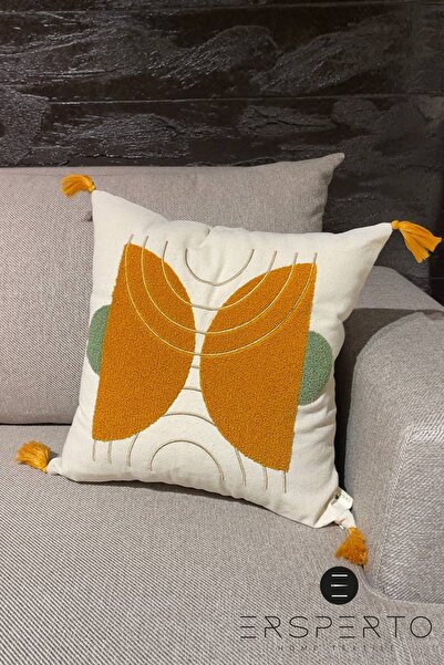 Ersperto 43x43cm Bohemian Tasseled Linen Pillow Case - 1 Piece