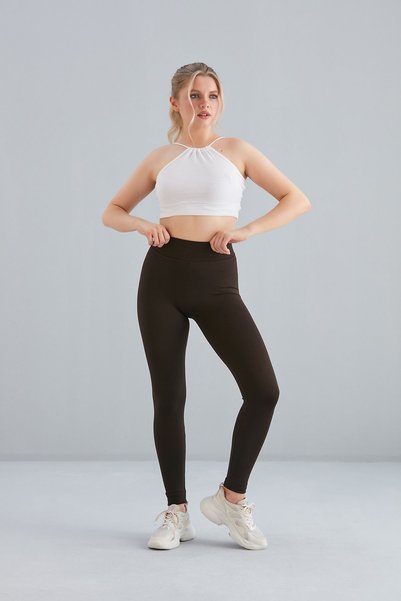 Dream Style Brown High Waist Recovery Steel Knitted Interlock Tights