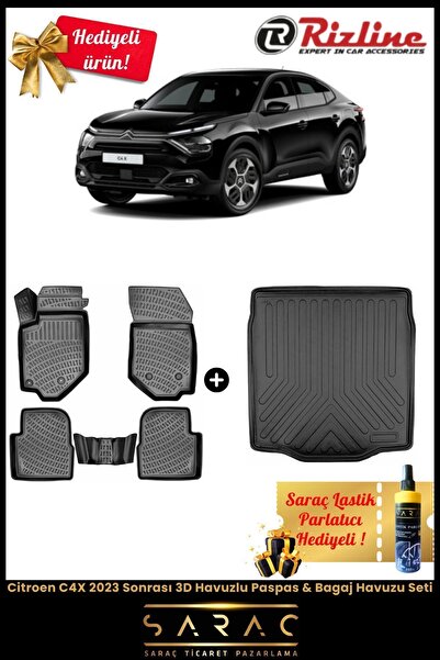 Rizline Citroen C4x Benzin/dizel 2023 Sonrası 3d Havuzlu Paspas & Bagaj Havuz...