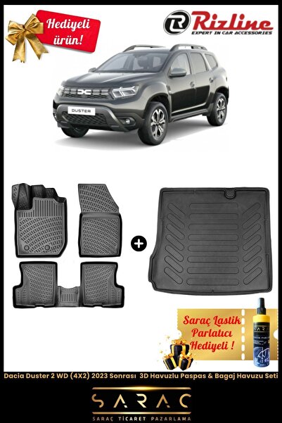 Rizline Dacia Duster 2 Wd(4X2) 2023 Sonrası 3d Havuzlu Paspas & Bagaj Havuzu ...