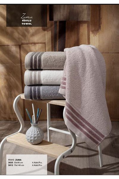 Pupilla 4 Pieces of Combed Cotton Hand Towels - 50x90, Multicolored and Jacquard Gramage