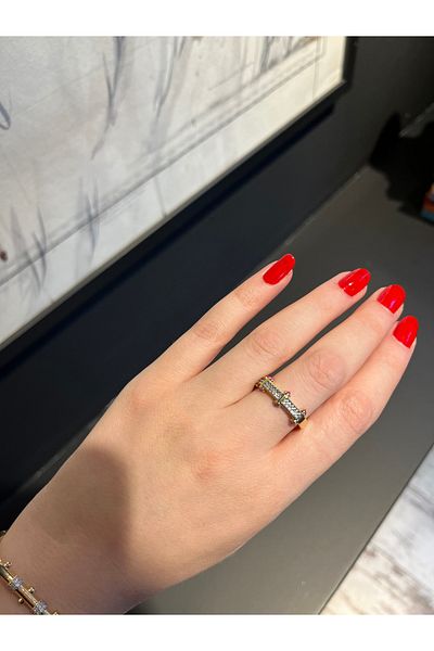 Asteria Jewelry Gold Baguette Designed Ring