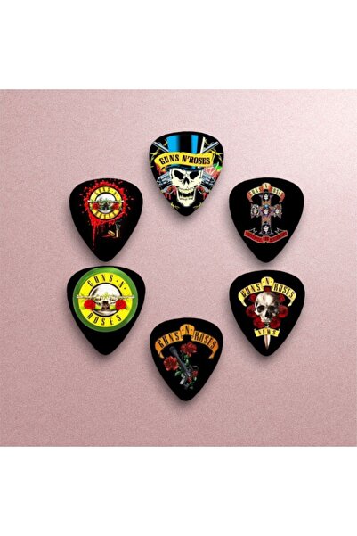 cantekin Gitar Pena 6 Adet 0.71mm Guns N' Roses Baskılı Özel Tasarım Çift Taraf Baskılı Pena