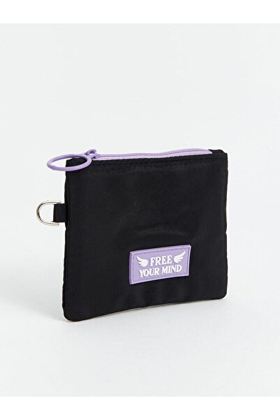 LC Waikiki LCW ACCESSORIES Siyah Baskılı Fermuarlı Kız Çocuk Cüzdan