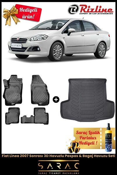 Rizline Fiat Linea 2007 Sonrası 3d Havuzlu Paspas & Bagaj Havuzu Seti (HEDİYE...