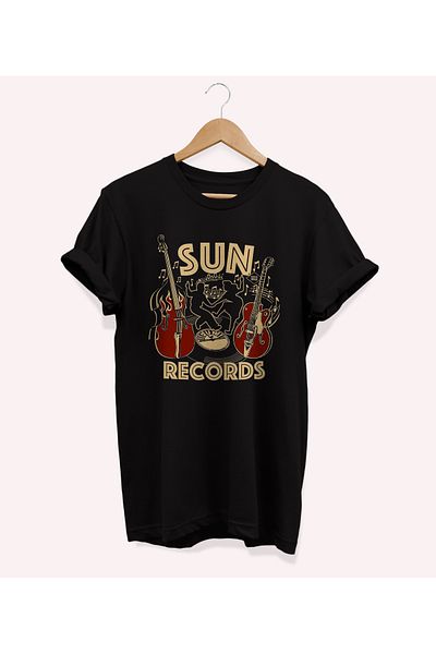 remonz Μπλουζάκι με στάμπα Sun Records Crew Neck 100% βαμβακερό κανονικό μέγεθος - Basic T-shirt