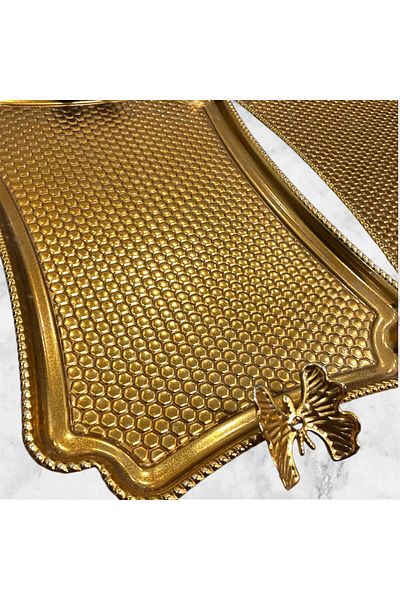 vanilinkitchen Set of 6 Gold Decorative Serving Trays