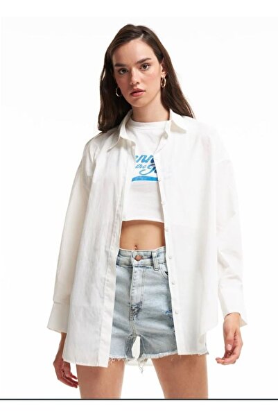 Quzu Oversize Gömlek - Ekru